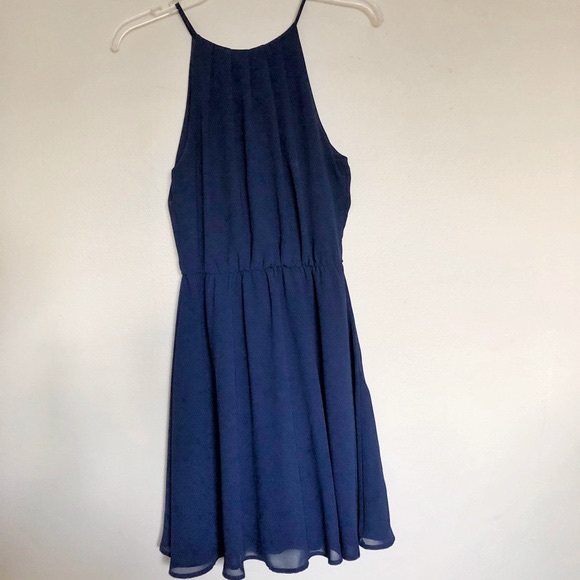 **NWT** LUSH FLAWLESS SOLID DRESS in NAVY - Picture 4 of 4